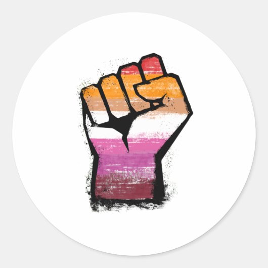 レズビアン抗議フィスト ラウンドシール (正面)