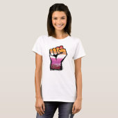 レズビアン抗議フィスト Tシャツ (正面フル)
