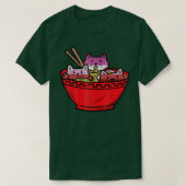 レズビアン日本のアニメかわいい猫ラーメン Tシャツ (デザイン正面)