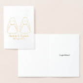 レズビアン白と金ゴールドのブ結婚ライド 箔カード (ディスプレー)