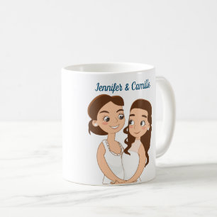 レズビアン結婚のカスタムカップル コーヒーマグカップ