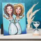 レズビアン結婚のケーキ人形 フォトプラーク (側面)