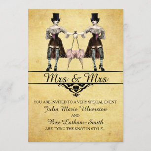 レズビアン結婚ズ – ゴシックSteampunkスタイル 招待状
