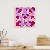 レズビアン結婚ハート ポスター (キッチン)