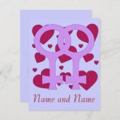 レズビアン結婚ハート 招待状 (正面/裏面)