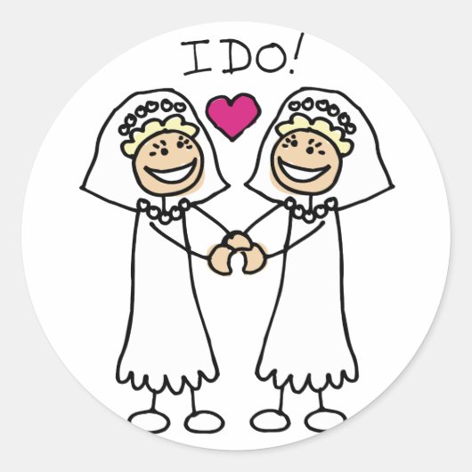 レズビアン結婚式の引き出物 ラウンドシール (正面)