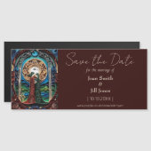 レズビアン結婚式の日付磁石を保存 マグネット招待状 (正面/裏面)