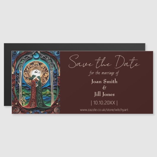 レズビアン結婚式の日付磁石を保存 マグネット招待状 (正面/裏面)