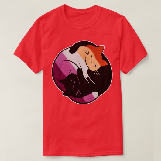 レズビアン陰陽猫 Tシャツ (デザイン正面)