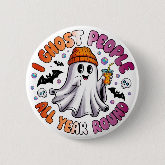 レズビアン面白いハロウィン - 私は人を幽霊にします 缶バッジ (正面)