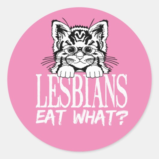 レズビアン+が食べるのって何？Tシャツ ラウンドシール (正面)
