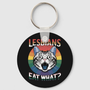 レズビアン・イート・ホワット・キャット・ユーモア LGBTQプライドフラグ キーホルダー