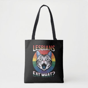 レズビアン・イート・ホワット・キャット・ユーモア LGBTQプライドフラグ トートバッグ
