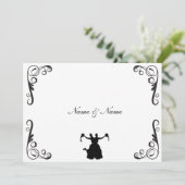 レズビアン·ウェディング·インベイト-ブラック&ホワイト2人 招待状 (スタンド正面)