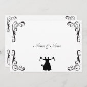 レズビアン·ウェディング·インベイト-ブラック&ホワイト2人 招待状 (正面/裏面)