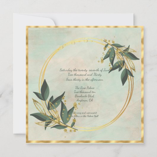 レズビアン ウェディング グリーン 水彩 二人の花嫁 招待状 (裏面)