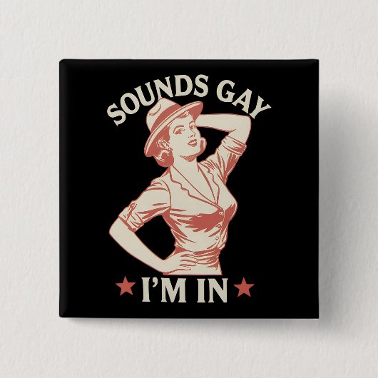 レズビアン・カウガールの私にハロー LGBTQ 缶バッジ (正面)