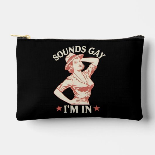 レズビアン・カウガールのHowdy、LGBTQです、ゲイサウンド アクセサリーポーチ (正面)