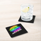 レズビアン・カップルIMが自分のLGBTマッチング スクエアペーパーコースター (インサイチュ)