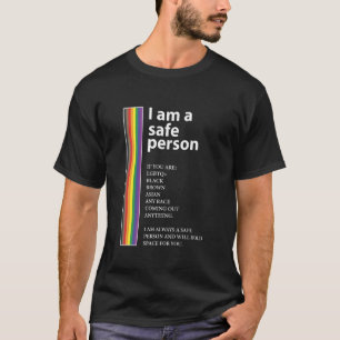 レズビアン ゲイ バイセクシャル LGBTプライド レインボー 私は安全な人です Tシャツ