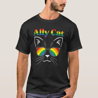 レズビアン・ゲイ プライド キティ A にゃんこ 虹色 サングラス Tシャツ