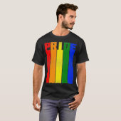 レズビアン ゲイ LGBTQ プライド月間 レインボーフラッグ プレミアム Tシャツ (正面フル)