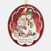 レズビアン、シスター、義理のシスター、かわいい雪の女性、 セラミックオーナメント (左)