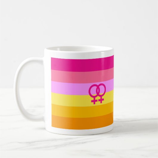 レズビアン・ドーン・プライド WLW コーヒーマグカップ (左)