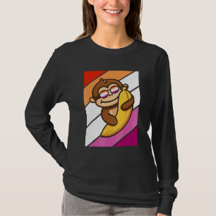 レズビアン フラグ LGBTQ プライド モンキー バナナ プライド Tシャツ