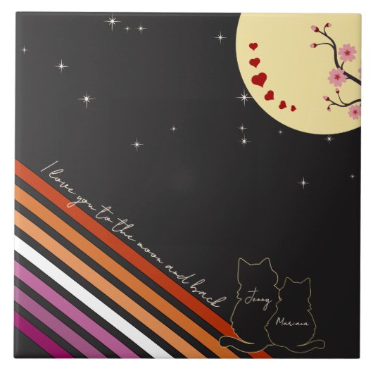 レズビアン・フラッグ I Love You To The Moon And Back タイル (正面)