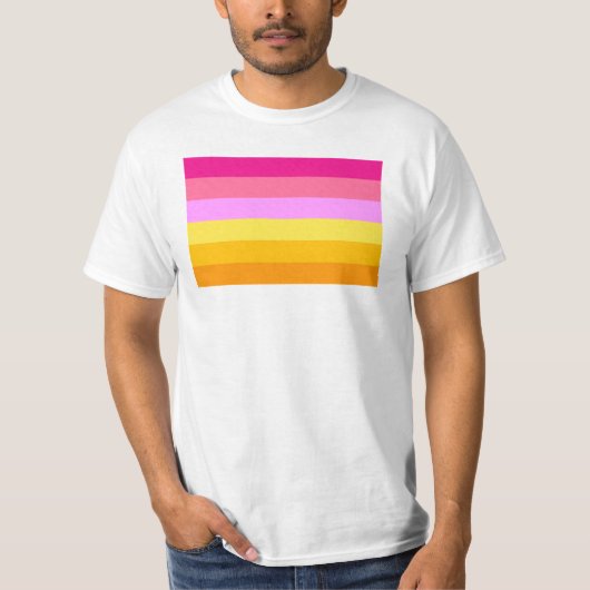 レズビアン・プライド・フラッグ (夜明け) Tシャツ (正面)