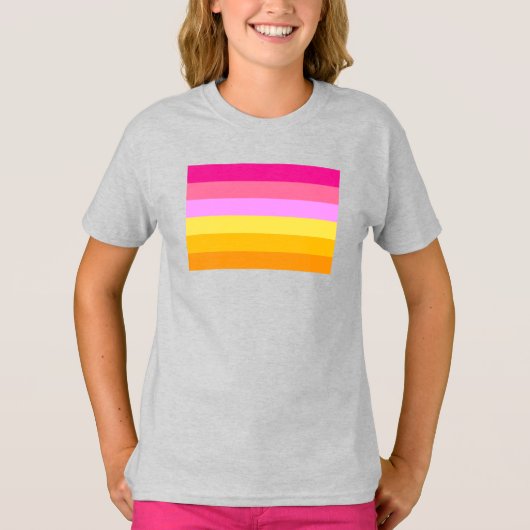 レズビアン・プライド・フラッグ (夜明け) Tシャツ (正面)