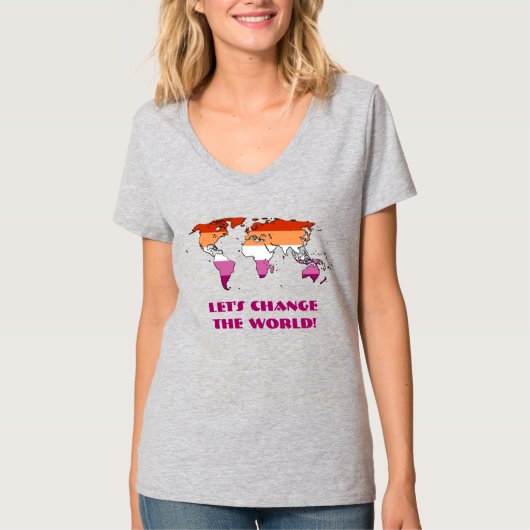 レズビアン・プライド 世界を変えよう Tシャツ (正面)