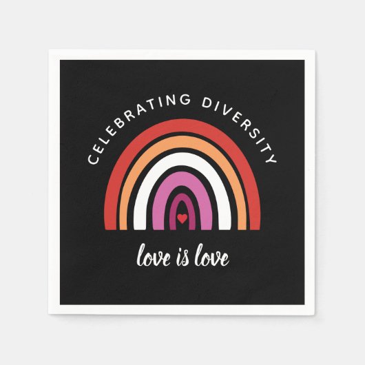 レズビアン プライド 多様性を祝う 愛は愛 スタンダードカクテルナプキン (正面)