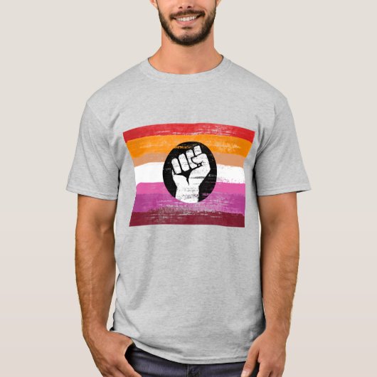 レズビアン ペイントされた 抗議の旗 Tシャツ (正面)