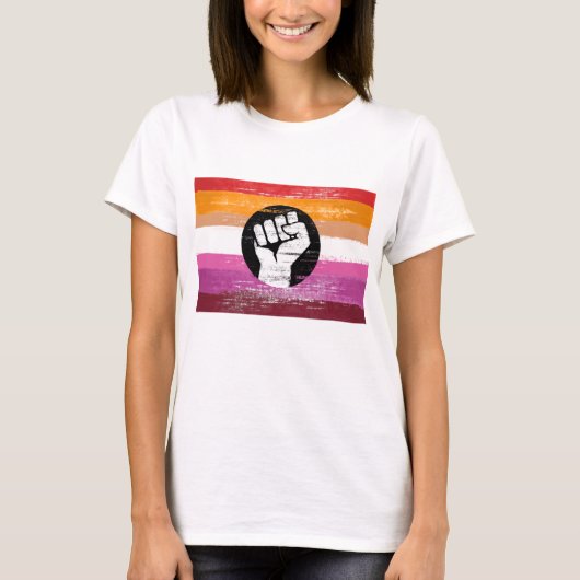 レズビアン ペイント 抗議旗 Tシャツ (正面)