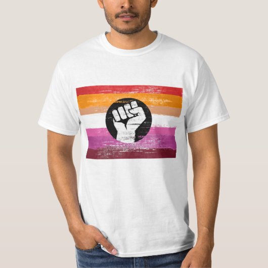 レズビアン ペイント 抗議旗 Tシャツ (正面)