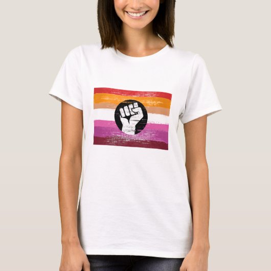 レズビアン ペイント 抗議旗 Tシャツ (正面)