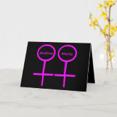 レズビアン ラバーズ カスタム グリーティング カード (黄色い花)