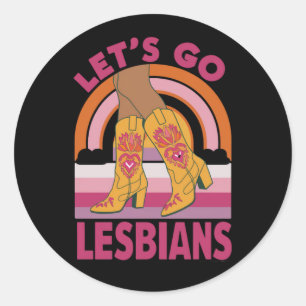 レズビアン+レズビアン+プライド+カウガール レズビアン LGBTQ プライド月間 ラウンドシール