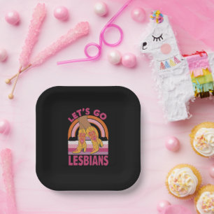 レズビアン+レズビアン+プライド+カウガール LGBTQ プライド月間 ペーパープレート