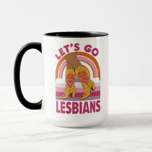 レズビアン+レッツゴー LGBTQ Pride Monthカウガール マグカップ