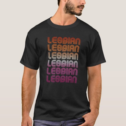 レズビアン・レトロ・パターン・デザイン Tシャツ (正面)