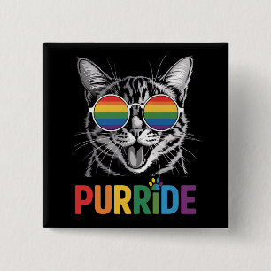 レズビアン 猫 にゃんこ 虹色 LGBTQ+ プライド月間 缶バッジ