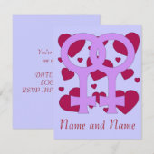 レズビアン 結婚 ハート 招待状 (正面/裏面)