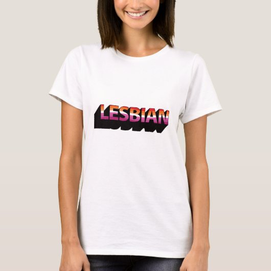 レズビアン 3D フラッグ Tシャツ (正面)