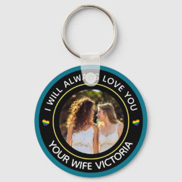 レズビアンLGBTQフォト結婚ズ・カップル・レインボーカスタム キーホルダー