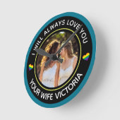 レズビアンLGBTQフォト結婚ズ・カップル・レインボーカスタム ラウンド壁時計 (傾斜)