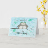 レズビアンMums親の記念日かわいいラブバード カード (黄色い花)