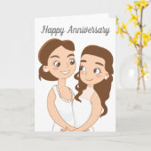 レズビア結婚ンの記念日の女性が恋に落ちる カード (黄色い花)